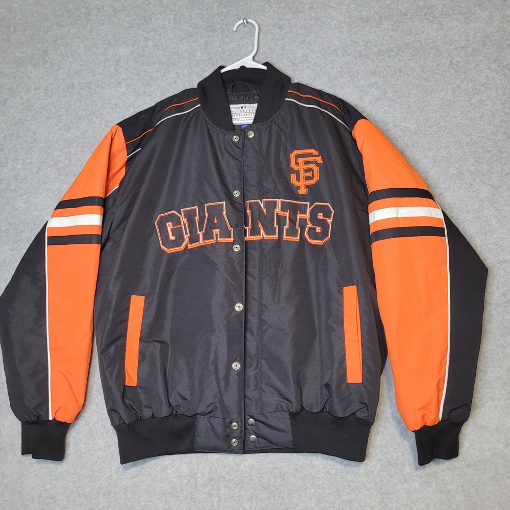 G-III MLB San Francisco Giants Snap Front Varsity Jacket Mens Large Black